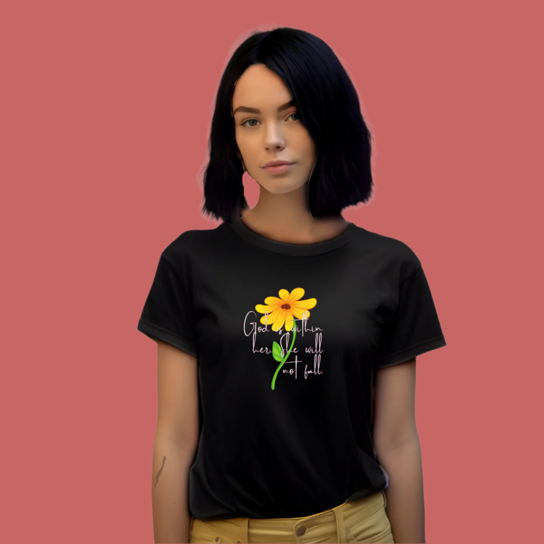 Inspirational Sunflower Graphic T-Shirt, Spring Short Sleeve for Women's